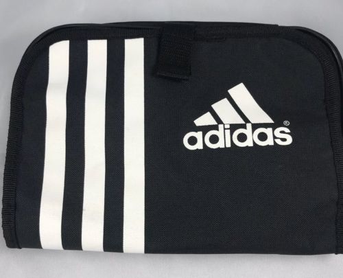 Vtg Adidas 3-Stripe Toiletry Shower Hang Bag Travel Makeup Cosmetic Compartments
