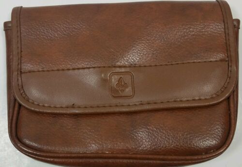 Travel Pouch Walnut Brown Faux Leather Envelope Style Snap Close Small Sz 5