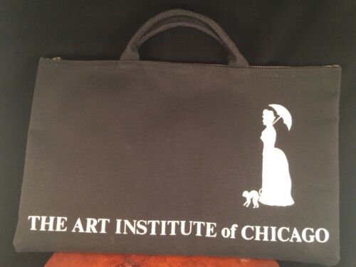 The Art Institute of Chicago Black Canvas Bag Seurat Sunday Afternoon Zipper
