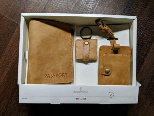 Hearth And Hand With Magnolia Leather Travel Set Passport Holder Luggage Tag Key