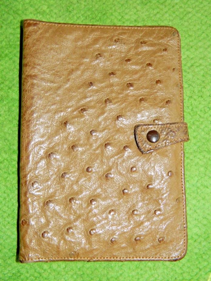 Genuine Ostrich Taupe Tan Vintage Passport Holder