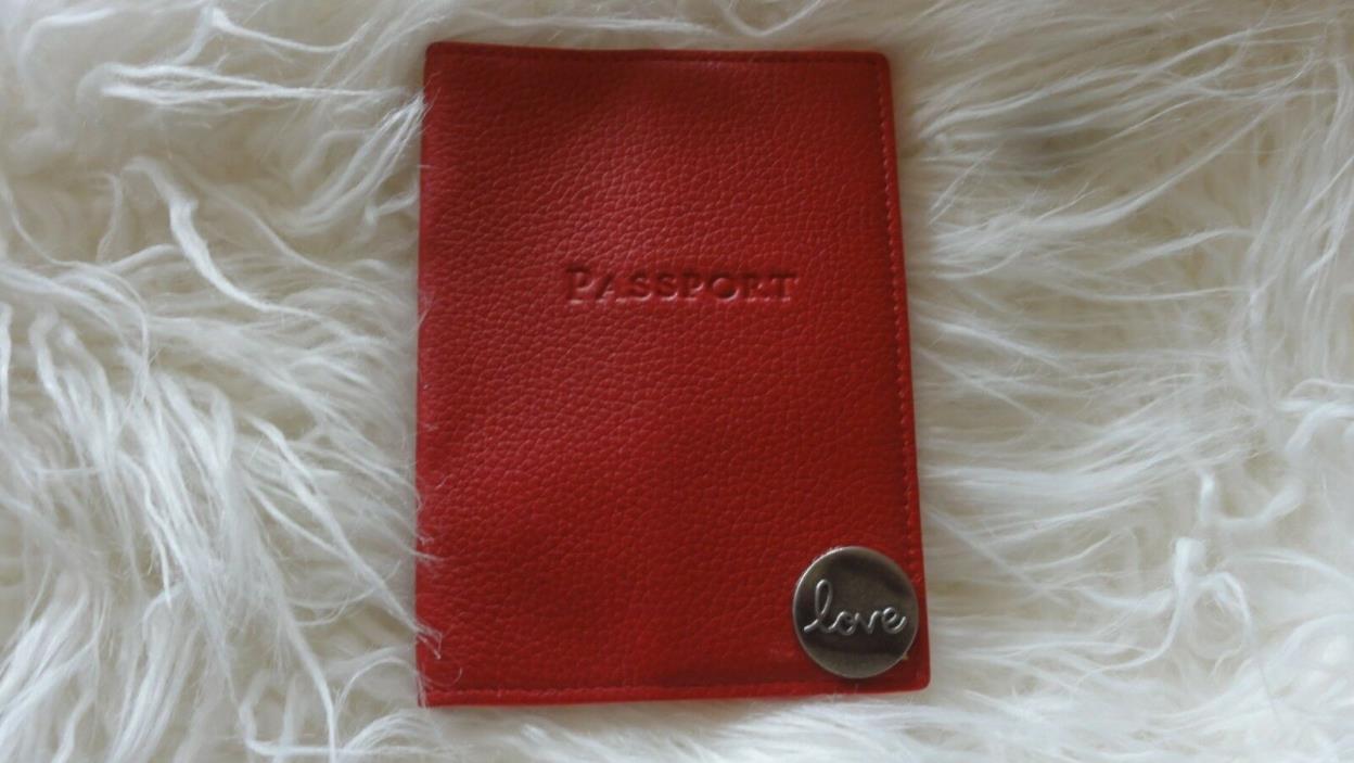 New Mark and Graham Pebbled Leather Passport holder, red