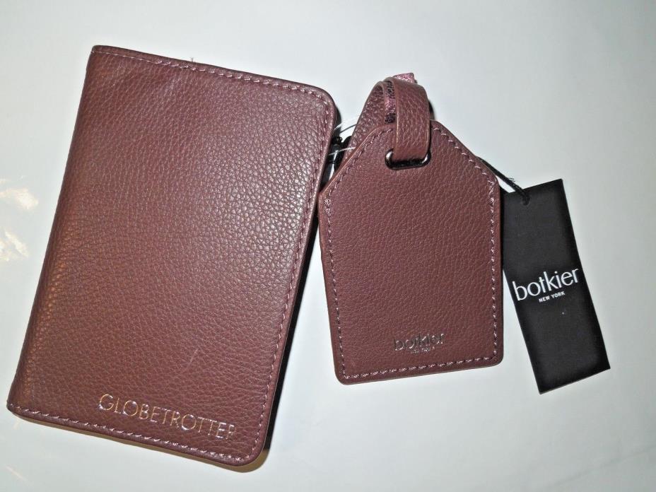 Botkier brown leather Globetrotter passport case & luggage tag set