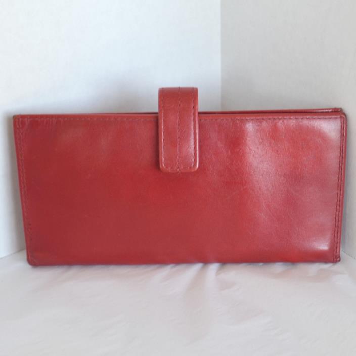 Franklin Covey Passport Travel Wallet Case Red Leather Clutch Document ID Holder