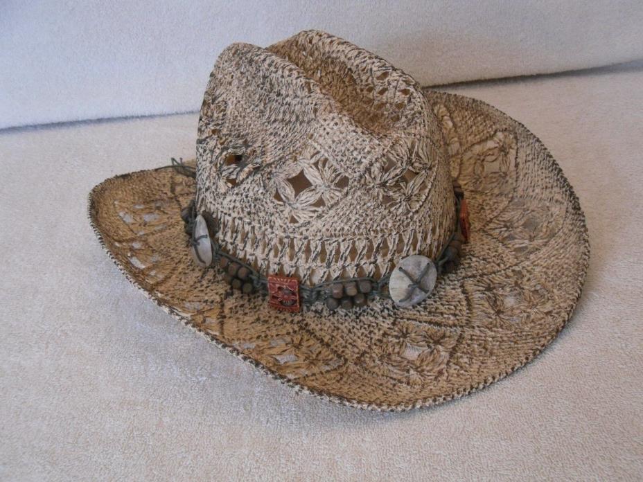 Sun 'N' Sand Summer Beach Western Hat 7 3/8 - 7 1/2  Mexico