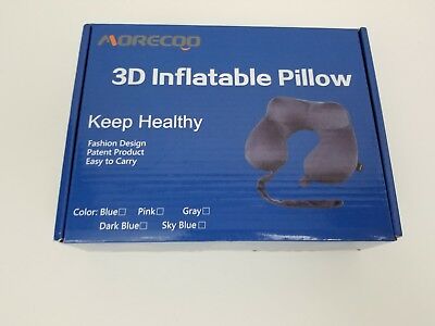 Pink 3D Inflatable Pillow Velour Cover Eye Mask And Ear Plugs NEW Morecoo