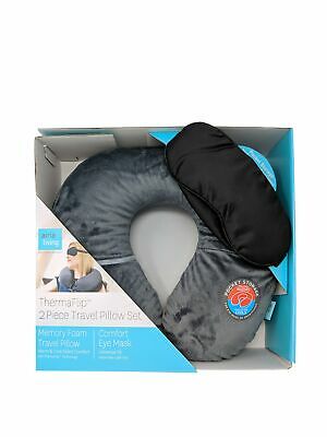 Airia Living ThermaFlip Memory Foam Travel Pillow & Eye Mask Set - Castlerock