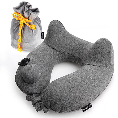 Inflatable Travel Pillow Neck Support 3D Hump Design with Packsack