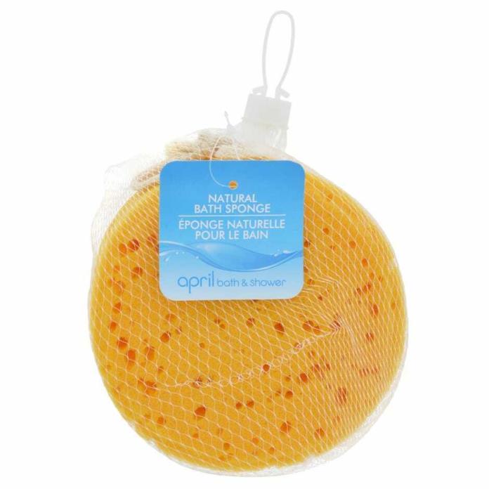 Round Natural Color Bath Sponge with String Comes in Net Bag Brand New