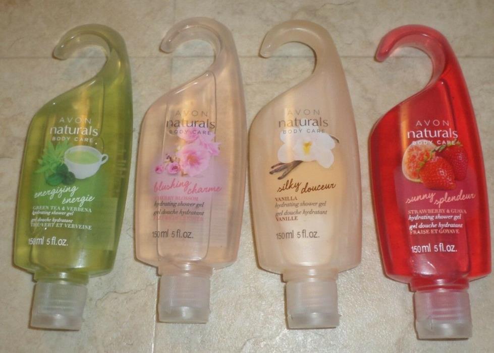 AVON naturals body care 4 PC set shower gel strawberry vanilla green tea cherry