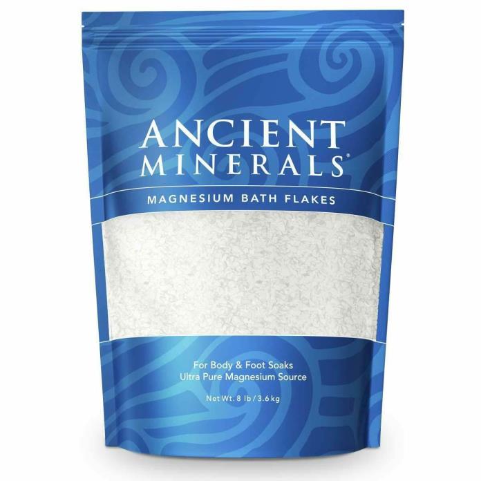 Ancient Minerals Magnesium Bath Flakes Magnesium Chloride Resealable Bag 8lbs