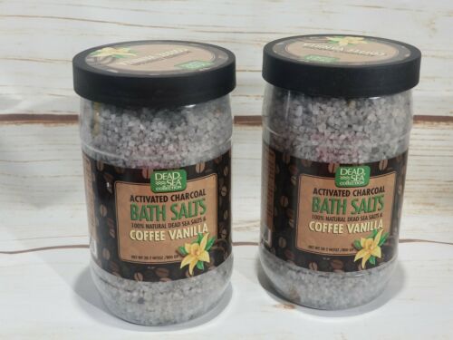 Lot of 2 NEW Dead Sea Activated Charcoal Bath Salts Coffee Vanilla 28.2 oz