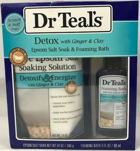Dr Teal's Detox Epsom Salt Soak & Foaming Bath With Ginger & Clay New