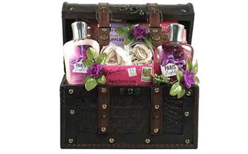 Paris Nights, Spa Gift Basket With Decadent Chocolates For Her To Enjoy While Pa