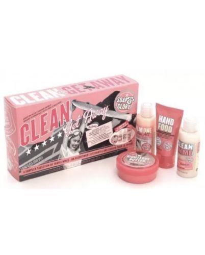 Soap And Glory Clean Getaway Gift Set 4 Mini Best Sellers Inc Hand Food