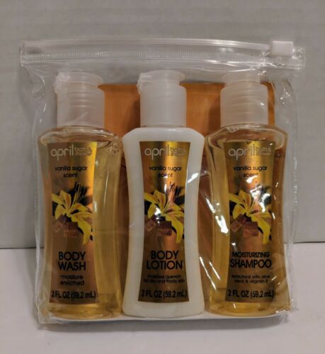 April Bath And Shower Body Wash Lotion Shampoo Set Vanilla Sugar Scent