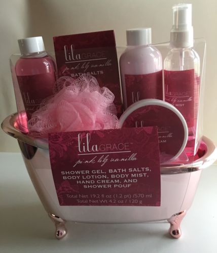 BIRTHDAY THANK YOU GET WELL LILA GRACE PINK SPA IN A PINK TUB GIFT