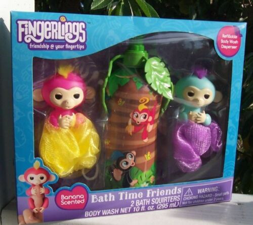 FINGERLINGS Bath Time Friends Gift Set 2 Squirters Body Wash Refillable NEW