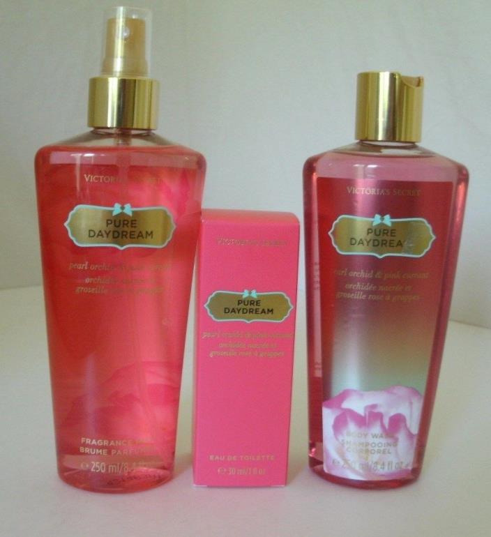 3 Pc Victoria's Secret Pure Daydream Eau De Toilette, Body Wash & Mist Set New