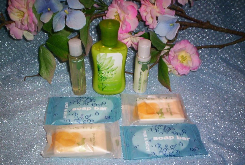Bath & Body Works WHITE CITRUS Gift Set Lot Lotion Shampoo Conditioner Soap Mint