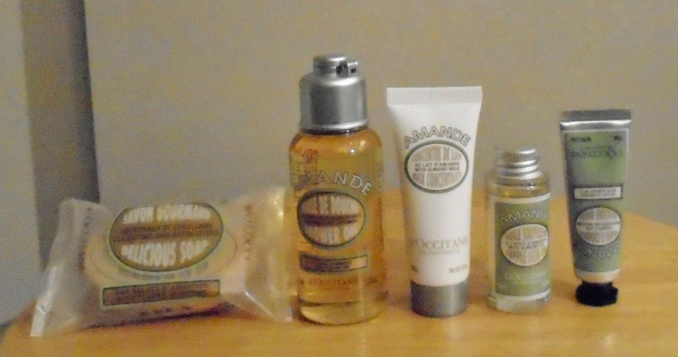L'Occitane-Almond Exfoliating Soap, Shower Oil, Body Cream, Body Oil+Hand Cream