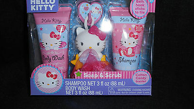 NIP Hello Kitty soap & scrub set w/shampoo cotton candy scent