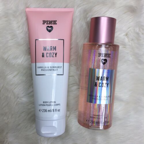 Victoria’s Secret PINK Warm and Cozy Body Shimmer Mist And Body Lotion Set NWT