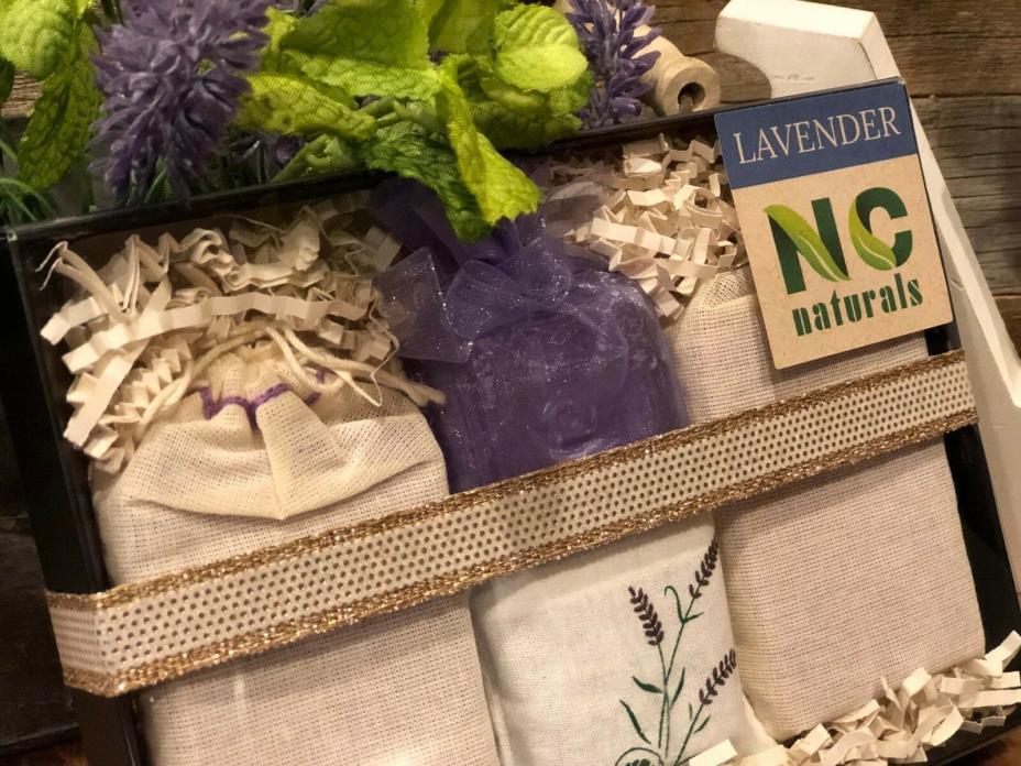 NC Handmade Bath & Body Gift Set Box | 100% All Natural Lavender Soaps For Women