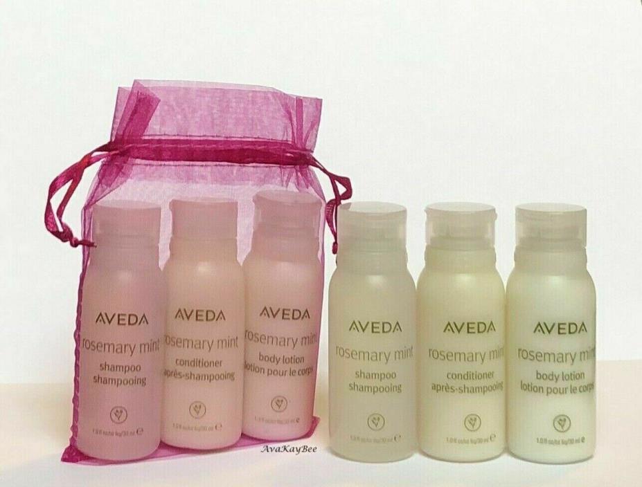 AVEDA Rosemary Mint Shampoo Conditioner Body Lotion 1 oz ea 3pc Travel GIFT SET