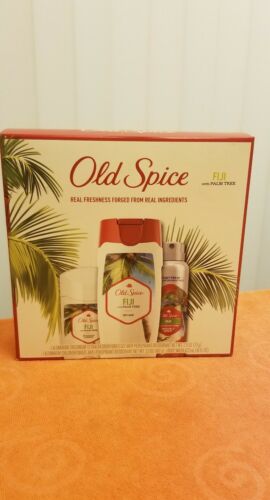 Old Spice Fiji 3 Pcs Gift Set AntiPerspirant, Body Spray, Wash, FreePriorityMail