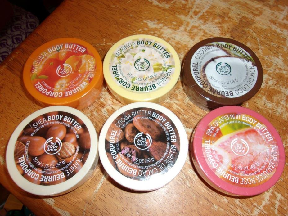 The Body Shop SEALED BODY BUTTER LOT OF 6 SATSUMA SHEA COCOA GRAPEFRUIT MORINGA