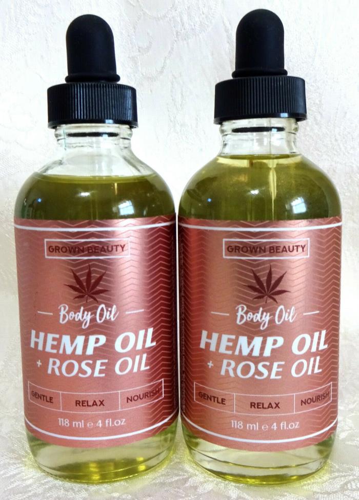 Hemp Body Oil + Rose, Almond, Olive, Argan, Coconut OILS by Home & Body Co. X 2