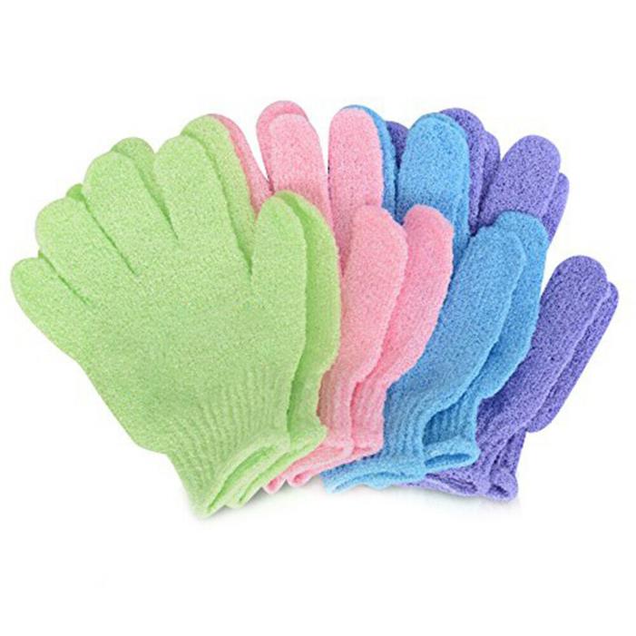 Exfoliating Full Body Scrub Shower Gloves for Improves Blood Circulation 4pairs