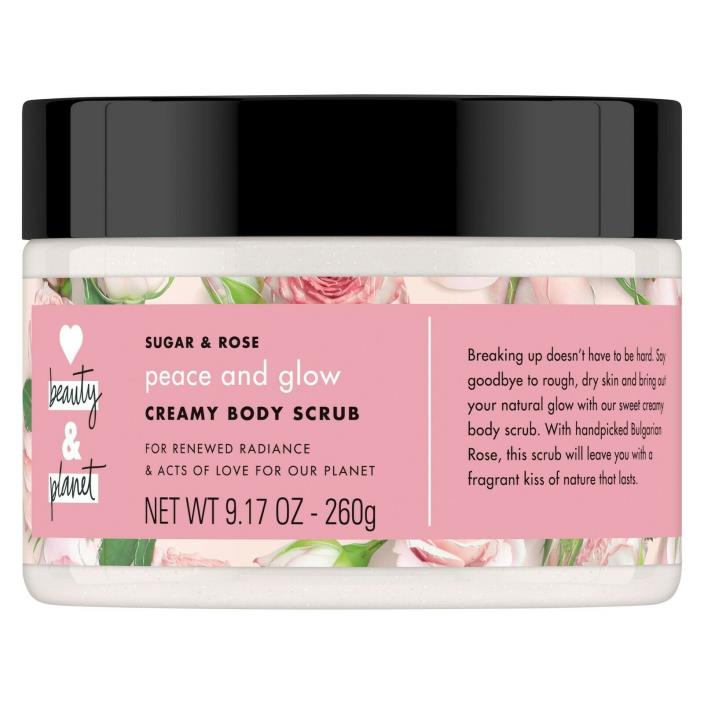 Love Beauty & Planet Sugar & Rose Creamy Body Scrub, 9.17 Oz