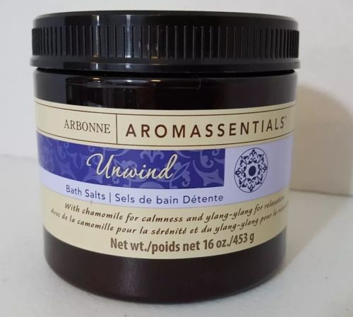 Arbonne Aromassentials Unwind Bath Salts 16 oz. 98% Full Chamomile & Ylang-Ylang