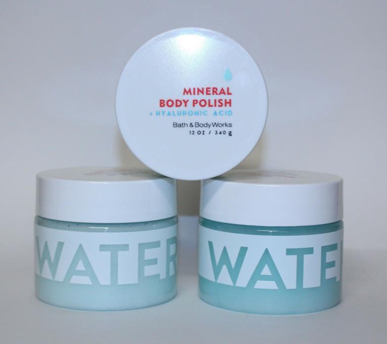 3 Bath & Body Works WATER Mineral Body Polish Hyaluronic Acid 12 oz