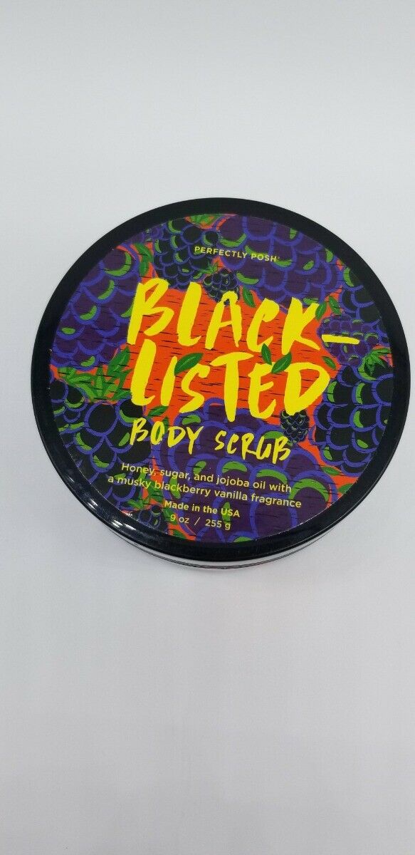 Perfectly Posh Body sugar Scrub Black Listed Blacklisted New sealed 9oz bl berry