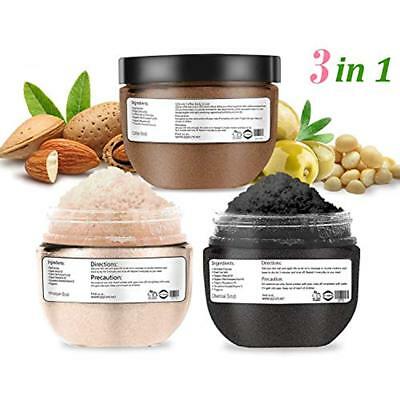 Himalayan Body Scrubs Charcoal Coffee 3 In 1 Set 18 Oz With Essential Oil All To