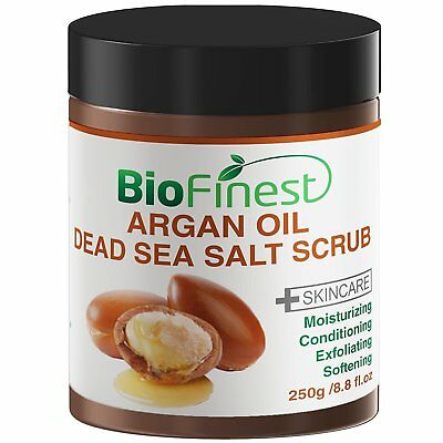 Biofinest Argan Oil Dead Sea Salt Scrub: with Aloe Vera, Almond Oil, Vitamin E,