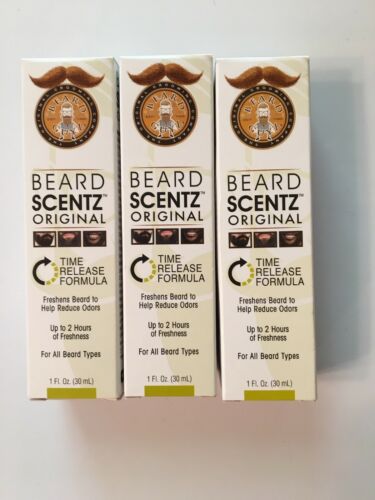 Beard Guyz Scentz Grooming SPRAY Original Formula Freshens Guys Facial Hair X 3