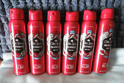 6 NEW 3.75 OZ OLD SPICE WILD COLLECTION REFRESH WOLFTHORN BODY SPRAYS