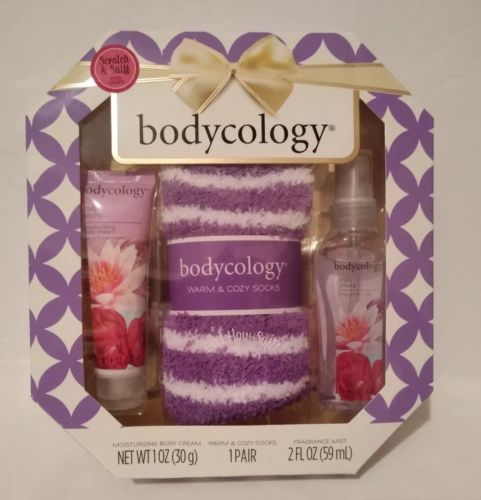 Bodycology 3 Piece Gift Set Truly Yours Fragrance Mist Body Cream Socks