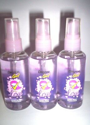 DEGREE GIRL LOVE BODY MIST SPRAYS 3 COUNT SET