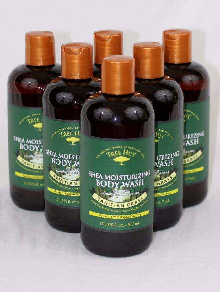 6x Tree Hut - Tahitian Grass - Shea Moisturizing Body Wash - 17.5 fl oz / 517 mL