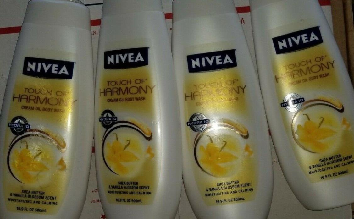 4 Nivea Touch Of Harmony Cream Oil Body Wash Shea Butter & Vanilla Blossom Scent