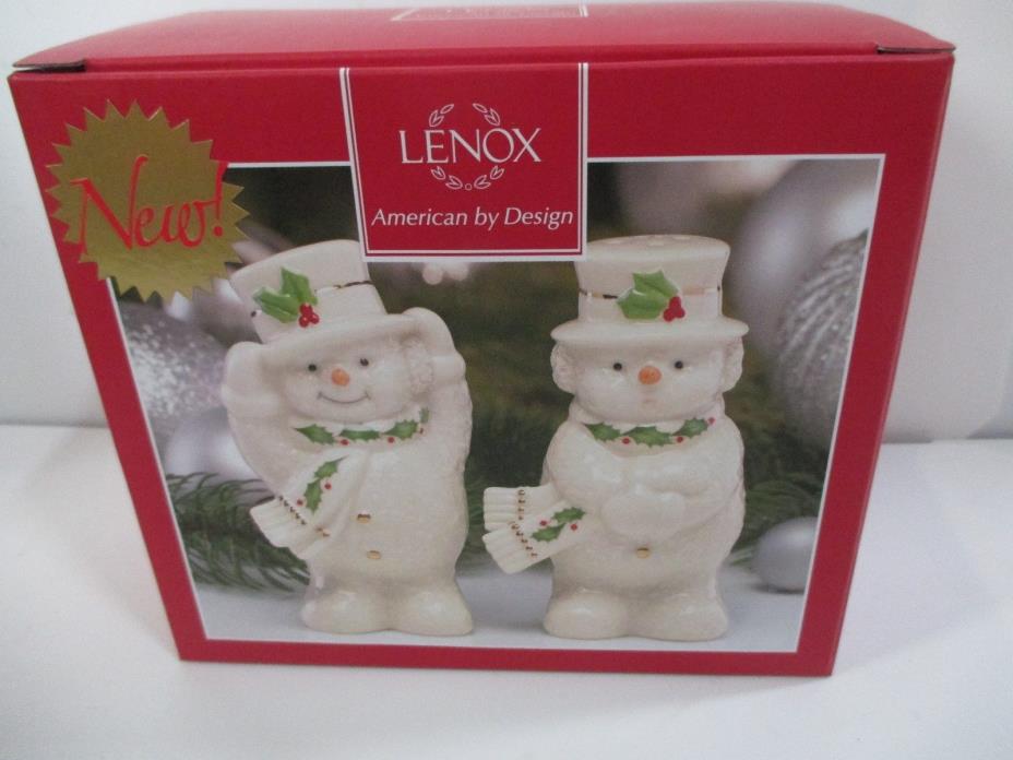 LENOX HAPPY HOLLY DAYS SNOWMAN SALT PEPPER CHRISTMAS HOLIDAY ACCENT COLLECTIBLE