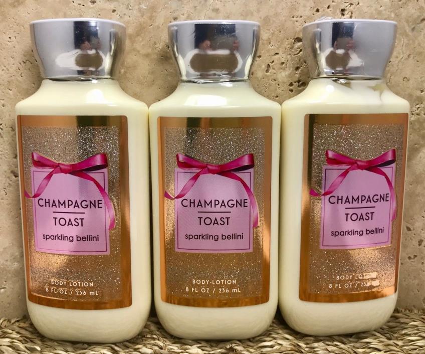 3 BATH AND BODY WORKS CHAMPAGNE TOAST LOTION CREAM NEW GIFT SET**SEALED
