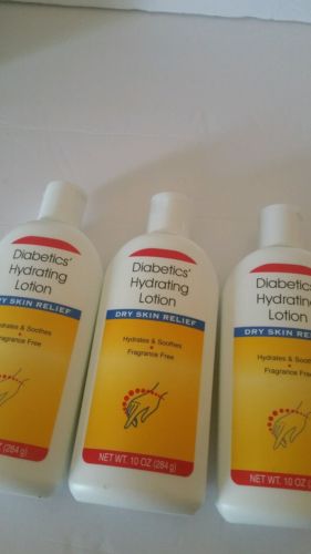 3 Diabetics hydrating lotion dry skin discomfort relief size 10 Oz brand new.