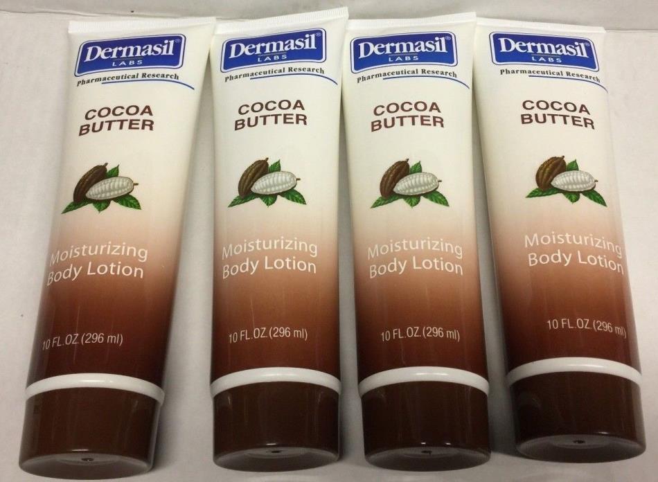 Lot of 4 Dermasil Labs Cocoa Butter Moisturizing Body Lotion 10 fluid oz each