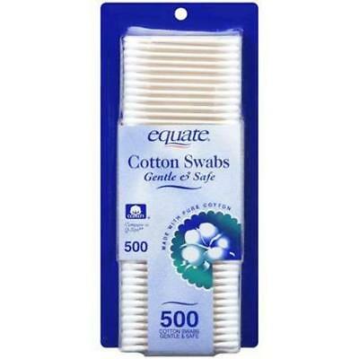 Equate Cotton Swabs 500 Count 100% Pure Cotton Firm Paper Stick Safe Soft
